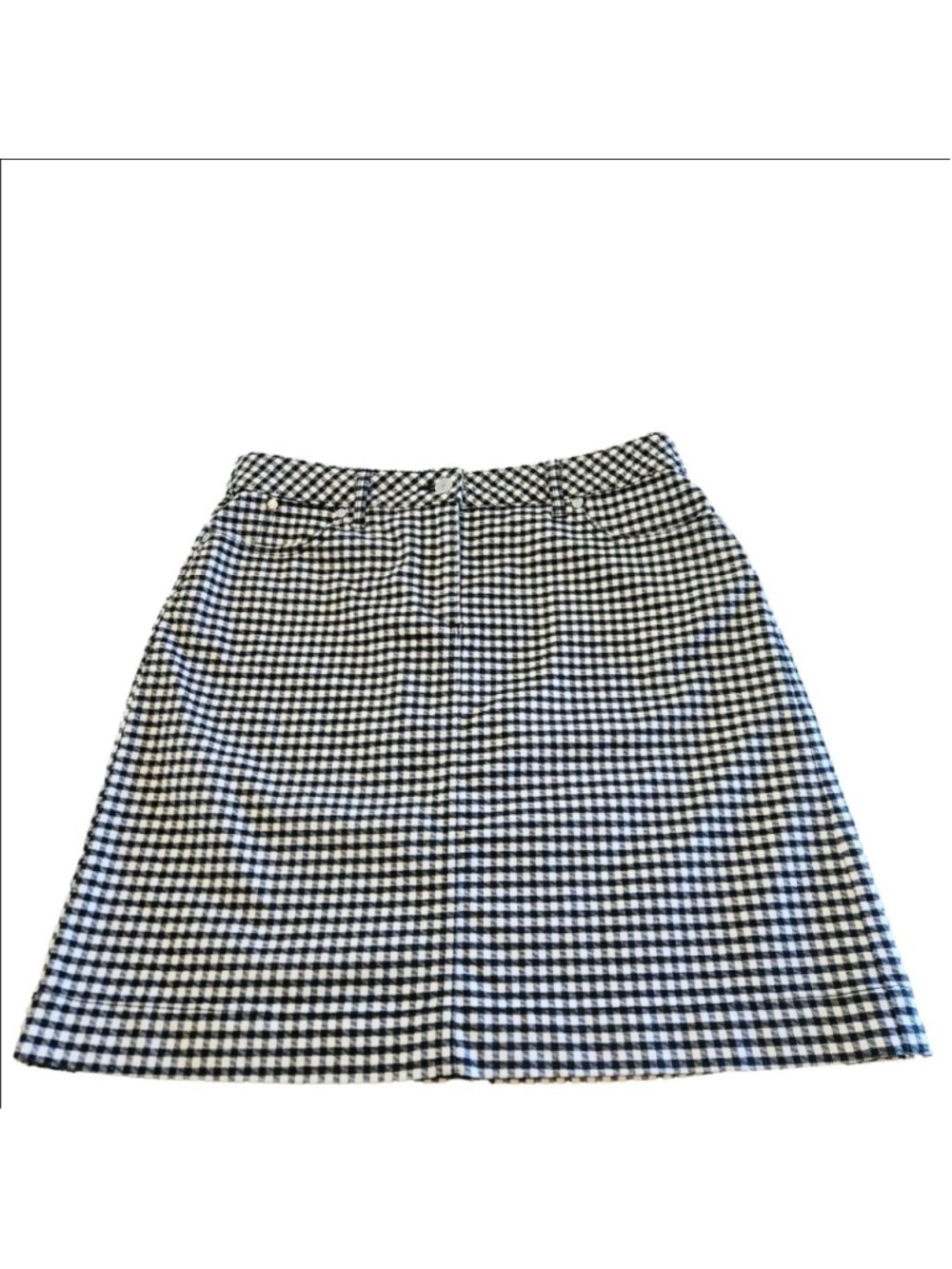 Women's Talbots Petite Above The Knee Pencil Skirt 8P Black White Gingham